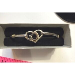 Gods Heart Silver Gold Tone Interlocking Heart Circle Bangle Bracelet Religious